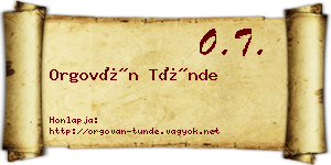 Orgován Tünde névjegykártya